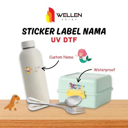 Cetak Sticker Label Nama UV DTF