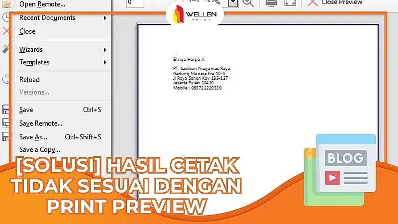 hasil cetak tidak sesuai dengan print preview