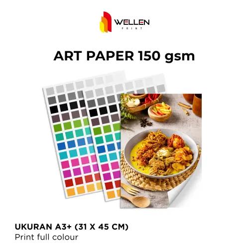 Cetak A3+ Warna - Art Paper 150 gsm