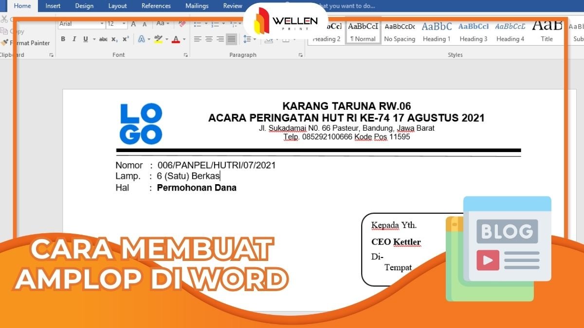 cara membuat amplop di word